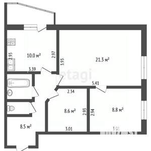 2-к квартира, вторичка, 61м2, 6/9 этаж