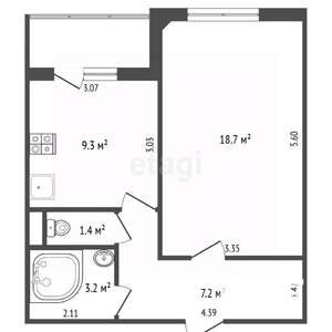 1-к квартира, вторичка, 40м2, 3/10 этаж